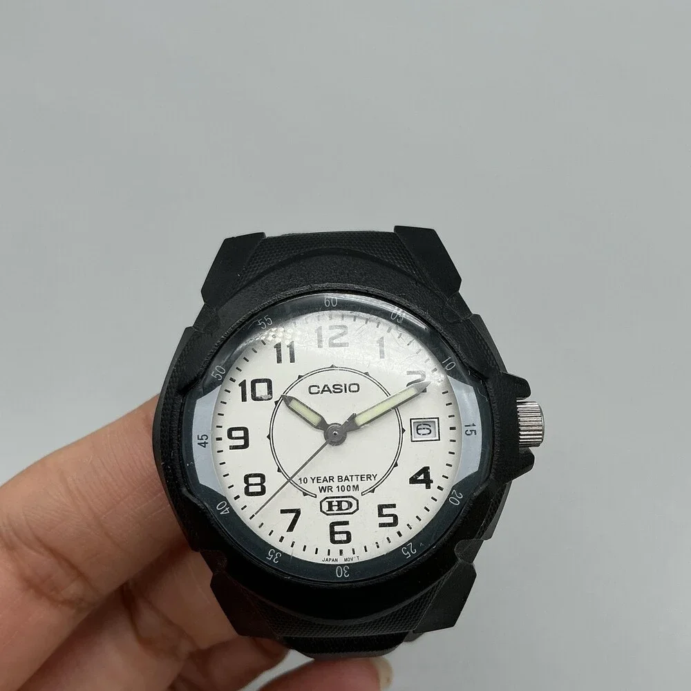 Casio HD 2719 MW-600 Mens Watch 40mm White Dial Date Black Resin New Battery